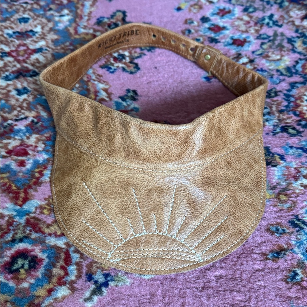 Right Tribe Leather Visor with Sun Embroidery